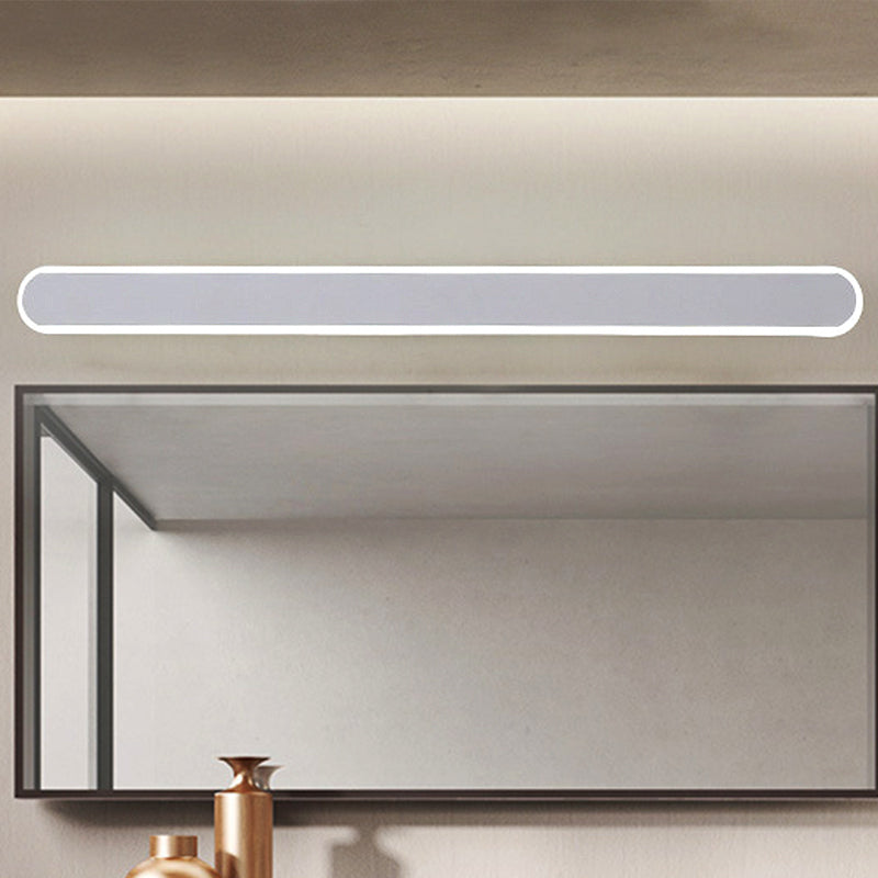 Linear Vanity Lamp Contemporary Acrylic Led White Bathroom Mirror Headlight in White/Warm Light, 16"/23.5"/31.5" Wide Clearhalo 'Modern wall lights' 'Modern' 'Vanity Lights' 'Wall Lights' Lighting' 1415191