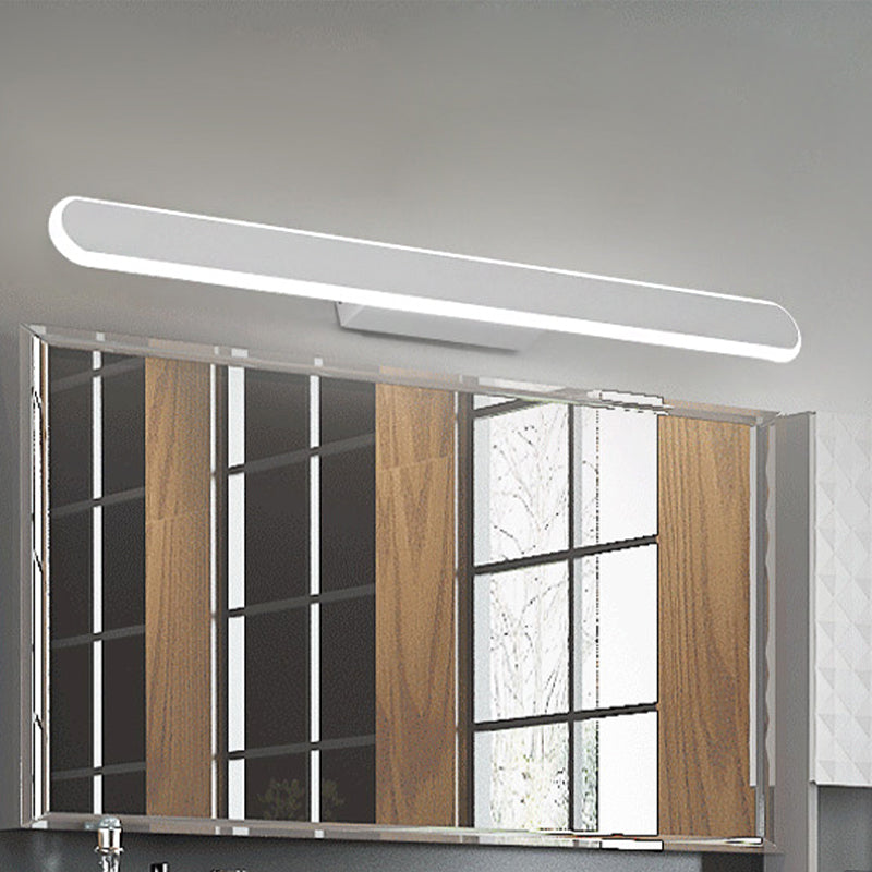 Linear Vanity Lamp Contemporary Acrylic Led White Bathroom Mirror Headlight in White/Warm Light, 16"/23.5"/31.5" Wide Clearhalo 'Modern wall lights' 'Modern' 'Vanity Lights' 'Wall Lights' Lighting' 1415193