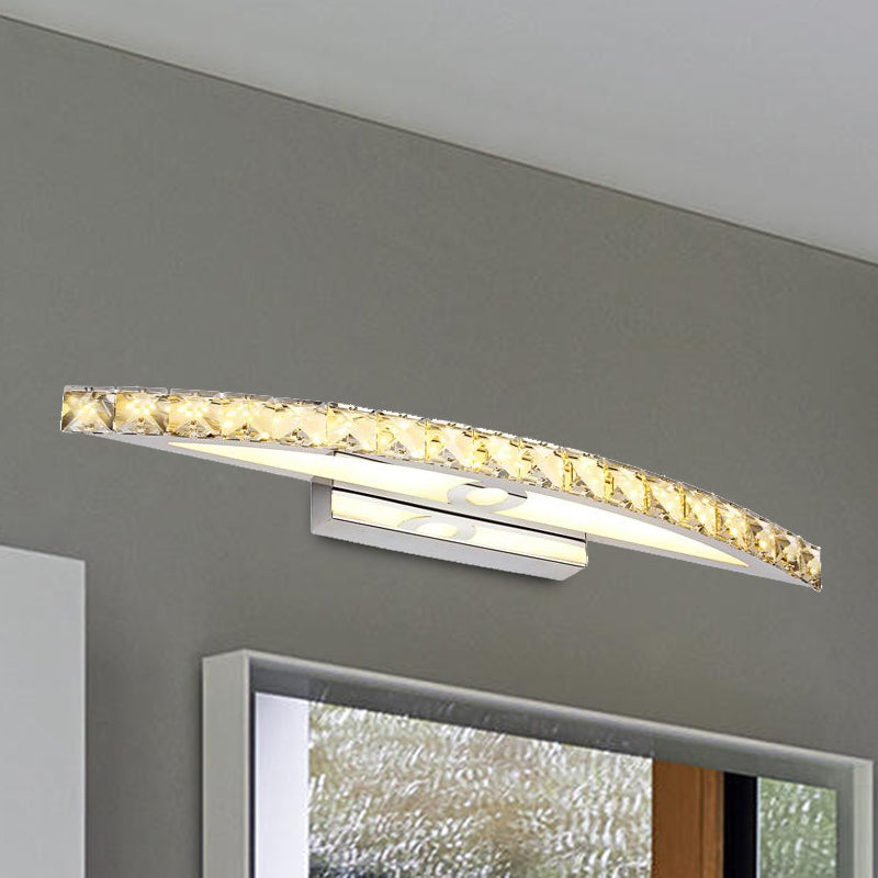 Bow Shaped Vanity Lighting Contemporary Crystal 1-Light Bedroom Wall Sconce Light in Clear/Champagne, 17"/21"/27.5" Wide Clearhalo 'Modern wall lights' 'Modern' 'Vanity Lights' 'Wall Lights' Lighting' 1415196