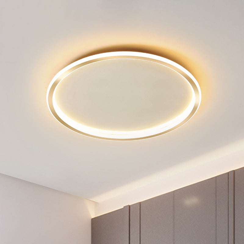 16"/19.5"/23.5" Wide Thin Round LED Flush Lamp Simple Metal Ceiling Flush Mount in Gold, Warm/White Light/Remote Control Stepless Dimming Gold Warm Clearhalo 'Ceiling Lights' 'Close To Ceiling Lights' 'Close to ceiling' 'Flush mount' Lighting' 1415198