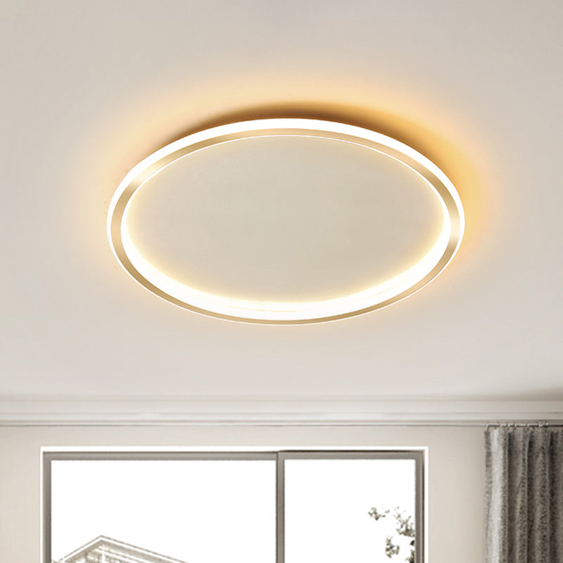 16"/19.5"/23.5" Wide Thin Round LED Flush Lamp Simple Metal Ceiling Flush Mount in Gold, Warm/White Light/Remote Control Stepless Dimming Gold Remote Control Stepless Dimming Clearhalo 'Ceiling Lights' 'Close To Ceiling Lights' 'Close to ceiling' 'Flush mount' Lighting' 1415199