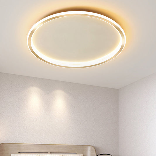 16"/19.5"/23.5" Wide Thin Round LED Flush Lamp Simple Metal Ceiling Flush Mount in Gold, Warm/White Light/Remote Control Stepless Dimming Gold White Clearhalo 'Ceiling Lights' 'Close To Ceiling Lights' 'Close to ceiling' 'Flush mount' Lighting' 1415200