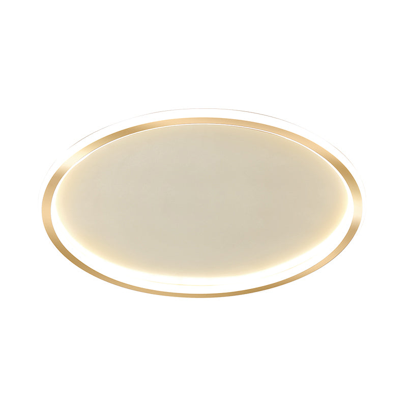 16"/19.5"/23.5" Wide Thin Round LED Flush Lamp Simple Metal Ceiling Flush Mount in Gold, Warm/White Light/Remote Control Stepless Dimming Clearhalo 'Ceiling Lights' 'Close To Ceiling Lights' 'Close to ceiling' 'Flush mount' Lighting' 1415202