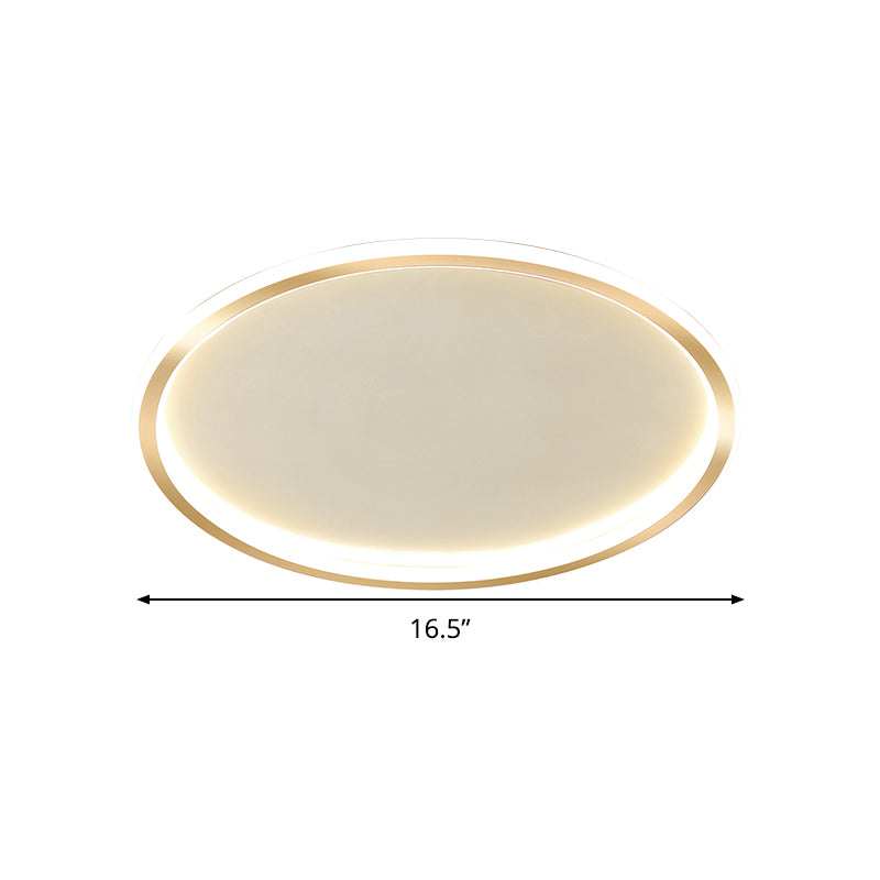 16"/19.5"/23.5" Wide Thin Round LED Flush Lamp Simple Metal Ceiling Flush Mount in Gold, Warm/White Light/Remote Control Stepless Dimming Clearhalo 'Ceiling Lights' 'Close To Ceiling Lights' 'Close to ceiling' 'Flush mount' Lighting' 1415203