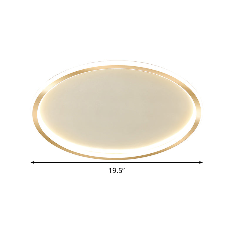 16"/19.5"/23.5" Wide Thin Round LED Flush Lamp Simple Metal Ceiling Flush Mount in Gold, Warm/White Light/Remote Control Stepless Dimming Clearhalo 'Ceiling Lights' 'Close To Ceiling Lights' 'Close to ceiling' 'Flush mount' Lighting' 1415204