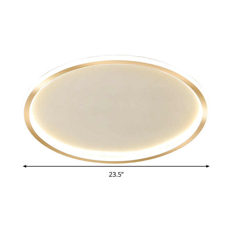 16"/19.5"/23.5" Wide Thin Round LED Flush Lamp Simple Metal Ceiling Flush Mount in Gold, Warm/White Light/Remote Control Stepless Dimming Clearhalo 'Ceiling Lights' 'Close To Ceiling Lights' 'Close to ceiling' 'Flush mount' Lighting' 1415205