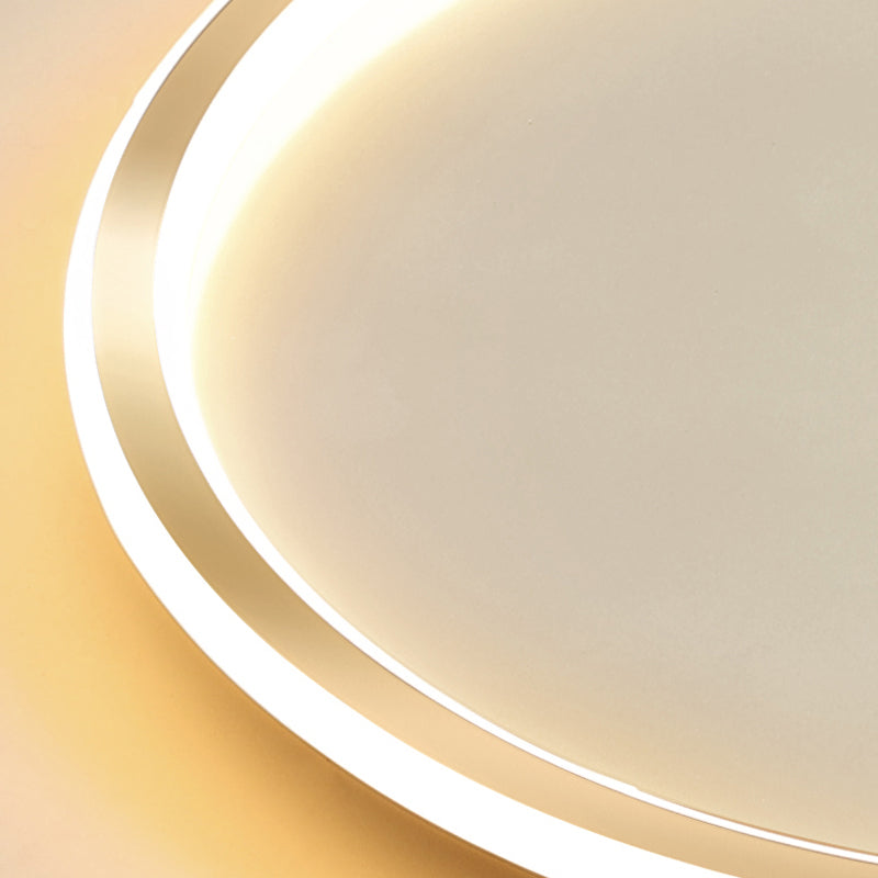 16"/19.5"/23.5" Wide Thin Round LED Flush Lamp Simple Metal Ceiling Flush Mount in Gold, Warm/White Light/Remote Control Stepless Dimming Clearhalo 'Ceiling Lights' 'Close To Ceiling Lights' 'Close to ceiling' 'Flush mount' Lighting' 1415206