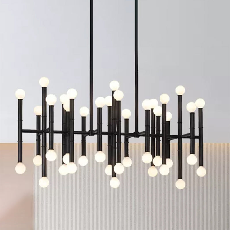 Multi-Rod Island Light Modern Metal 42-Head Black/Chrome/Gold Up and Down Lighting Fixture Clearhalo 'Ceiling Lights' 'Island Lights' Lighting' 1415216