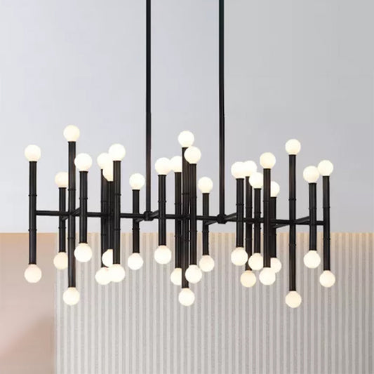 Multi-Rod Island Light Modern Metal 42-Head Black/Chrome/Gold Up and Down Lighting Fixture Clearhalo 'Ceiling Lights' 'Island Lights' Lighting' 1415216