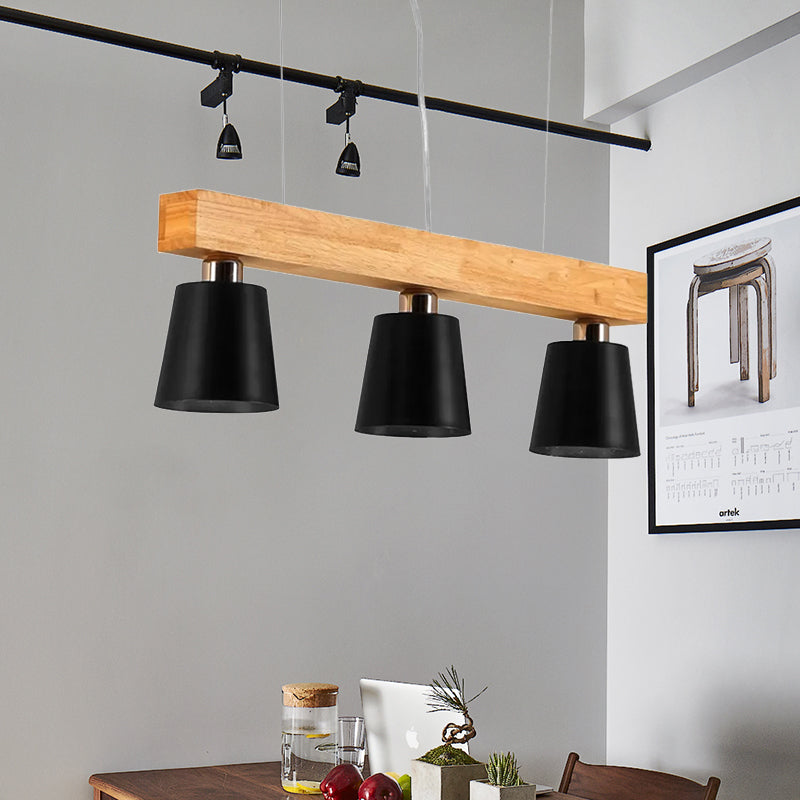 3/5-Light Cone Island Pendant Lamp Modern Iron Drop Light in Black/White with Adjustable Cord Clearhalo 'Ceiling Lights' 'Island Lights' Lighting' 1415238