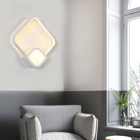 2-Square Sconce Light Contemporary Acrylic LED White Wall Lighting Fixture for Living Room White Clearhalo 'Modern wall lights' 'Modern' 'Wall Lamps & Sconces' 'Wall Lights' Lighting' 141572