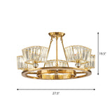 5 Bulbs Ceiling Fixture with Ring Design Contemporary Cubic Clear Glass Shade Semi Flush in Gold Clearhalo 'Ceiling Lights' 'Close To Ceiling Lights' 'Close to ceiling' 'Semi-flushmount' Lighting' 1415772