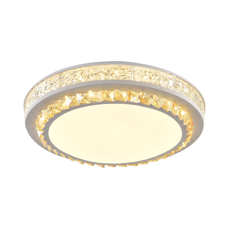 LED Flush Mount Lamp Modern Circular Clear Crystal Block Ceiling Mount in White for Living Room Clearhalo 'Ceiling Lights' 'Close To Ceiling Lights' 'Close to ceiling' 'Flush mount' Lighting' 1415790