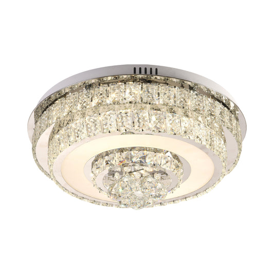 Modern Square/Round Ceiling Fixture Clear Crystal Drops LED Flush Mount Lighting in Nickle for Bedroom Clearhalo 'Ceiling Lights' 'Close To Ceiling Lights' 'Close to ceiling' 'Flush mount' Lighting' 1415811