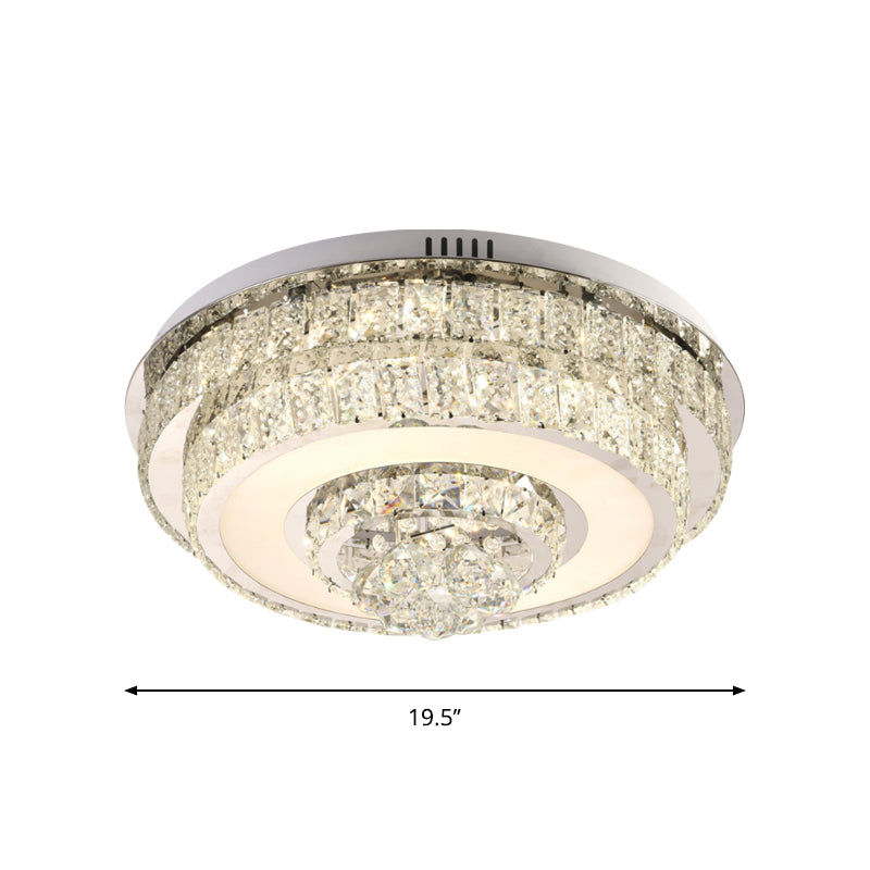 Modern Square/Round Ceiling Fixture Clear Crystal Drops LED Flush Mount Lighting in Nickle for Bedroom Clearhalo 'Ceiling Lights' 'Close To Ceiling Lights' 'Close to ceiling' 'Flush mount' Lighting' 1415812