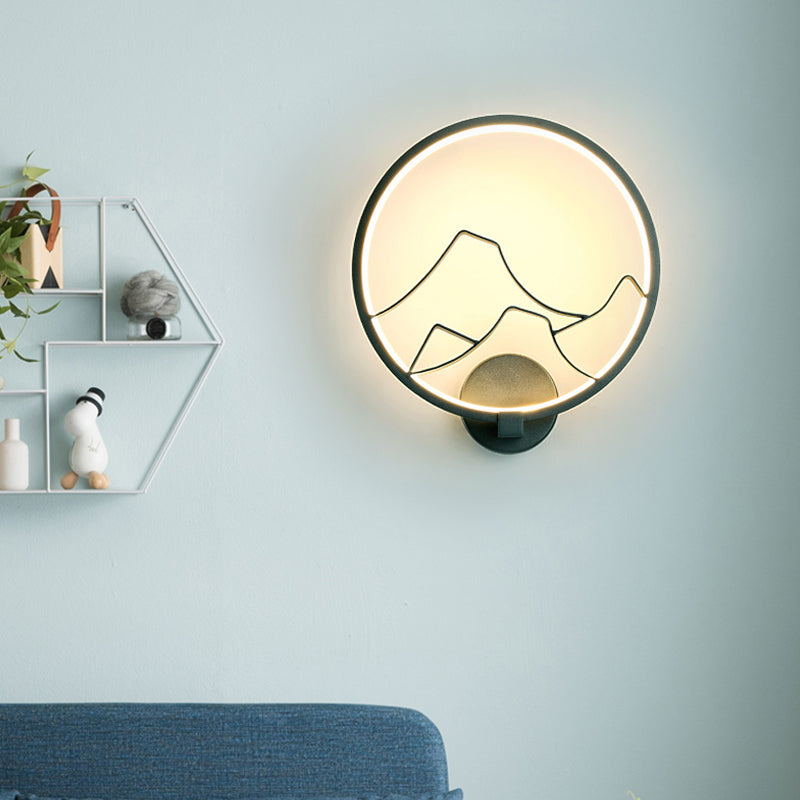 Acrylic Ring Wall Lamp Minimalist LED Wall Sconce Light Fixture in White/Black with Mountain Shade Clearhalo 'Modern wall lights' 'Modern' 'Wall Lamps & Sconces' 'Wall Lights' Lighting' 141582