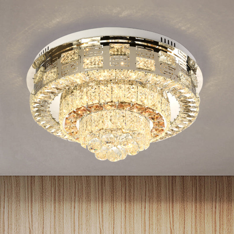 LED Square/Round Flush Mount Lamp Contemporary Clear Crystal Ceiling Mount with Dropped Balls Clear Round Clearhalo 'Ceiling Lights' 'Close To Ceiling Lights' 'Close to ceiling' 'Flush mount' Lighting' 1415861