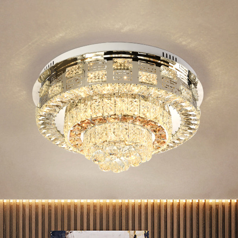 LED Square/Round Flush Mount Lamp Contemporary Clear Crystal Ceiling Mount with Dropped Balls Clearhalo 'Ceiling Lights' 'Close To Ceiling Lights' 'Close to ceiling' 'Flush mount' Lighting' 1415862