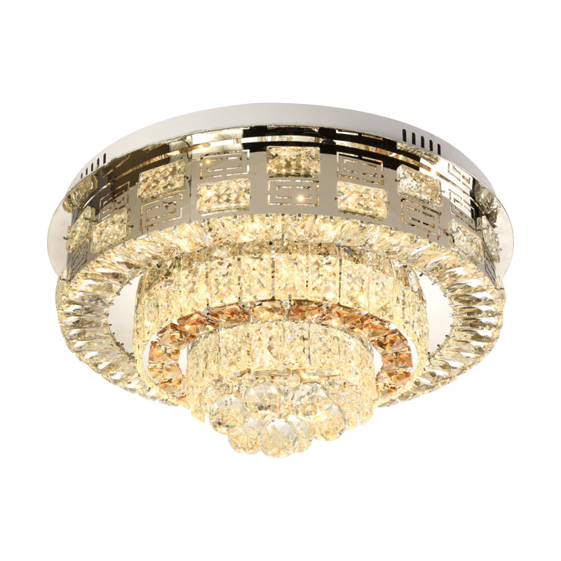 LED Square/Round Flush Mount Lamp Contemporary Clear Crystal Ceiling Mount with Dropped Balls Clearhalo 'Ceiling Lights' 'Close To Ceiling Lights' 'Close to ceiling' 'Flush mount' Lighting' 1415863
