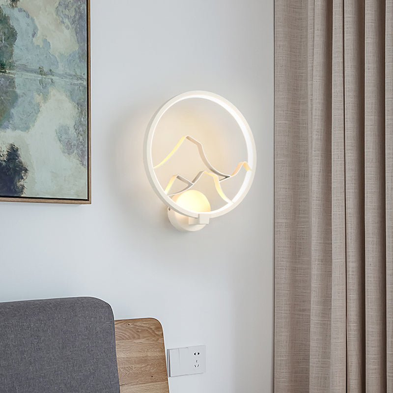 Acrylic Ring Wall Lamp Minimalist LED Wall Sconce Light Fixture in White/Black with Mountain Shade Clearhalo 'Modern wall lights' 'Modern' 'Wall Lamps & Sconces' 'Wall Lights' Lighting' 141589