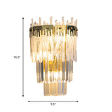 Gold Finish Tapered Wall Mount Light Contemporary Crystal Prisms 3 Bulbs Bedroom Flush Wall Sconce Clearhalo 'Modern wall lights' 'Modern' 'Wall Lamps & Sconces' 'Wall Lights' Lighting' 1415926