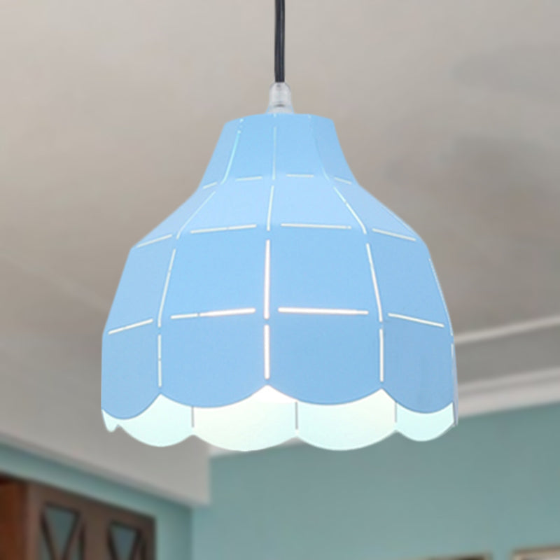 Black/Gray/White/Yellow/Blue Folded Pendant Light Modern Nordic Metal 1 Light Dining Room Hanging Lamp Clearhalo 'Ceiling Lights' 'Modern Pendants' 'Modern' 'Pendant Lights' 'Pendants' Lighting' 1416138