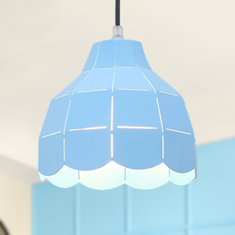 Black/Gray/White/Yellow/Blue Folded Pendant Light Modern Nordic Metal 1 Light Dining Room Hanging Lamp Clearhalo 'Ceiling Lights' 'Modern Pendants' 'Modern' 'Pendant Lights' 'Pendants' Lighting' 1416139