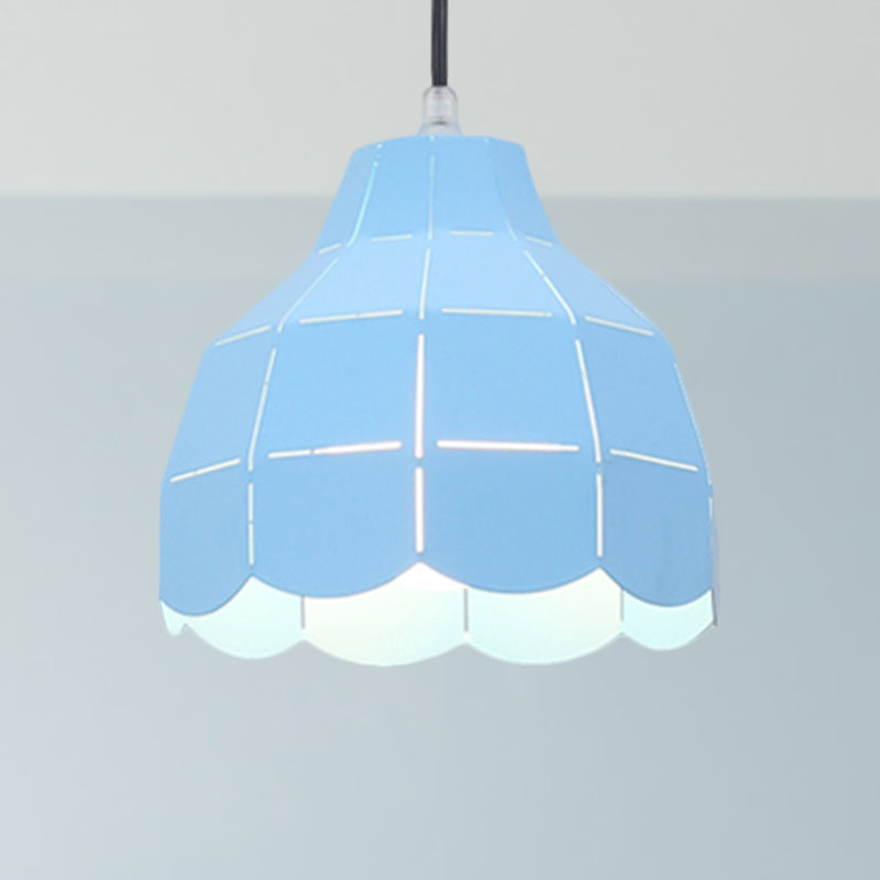 Black/Gray/White/Yellow/Blue Folded Pendant Light Modern Nordic Metal 1 Light Dining Room Hanging Lamp Clearhalo 'Ceiling Lights' 'Modern Pendants' 'Modern' 'Pendant Lights' 'Pendants' Lighting' 1416140