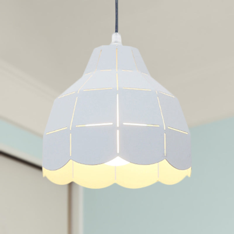 Black/Gray/White/Yellow/Blue Folded Pendant Light Modern Nordic Metal 1 Light Dining Room Hanging Lamp Clearhalo 'Ceiling Lights' 'Modern Pendants' 'Modern' 'Pendant Lights' 'Pendants' Lighting' 1416142