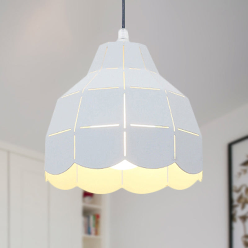 Black/Gray/White/Yellow/Blue Folded Pendant Light Modern Nordic Metal 1 Light Dining Room Hanging Lamp Clearhalo 'Ceiling Lights' 'Modern Pendants' 'Modern' 'Pendant Lights' 'Pendants' Lighting' 1416143