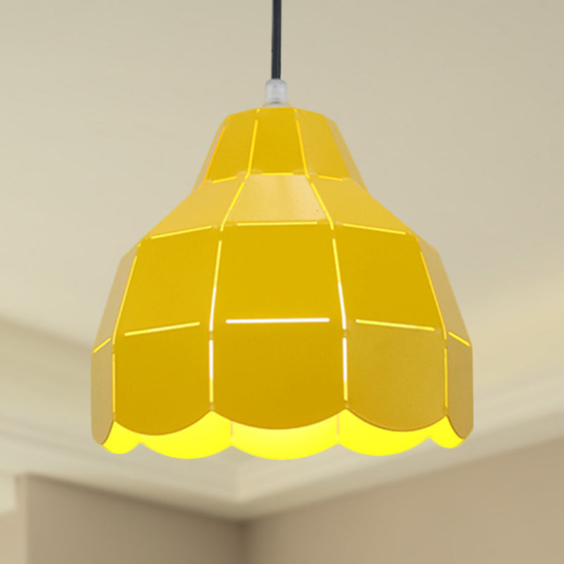 Black/Gray/White/Yellow/Blue Folded Pendant Light Modern Nordic Metal 1 Light Dining Room Hanging Lamp Clearhalo 'Ceiling Lights' 'Modern Pendants' 'Modern' 'Pendant Lights' 'Pendants' Lighting' 1416144