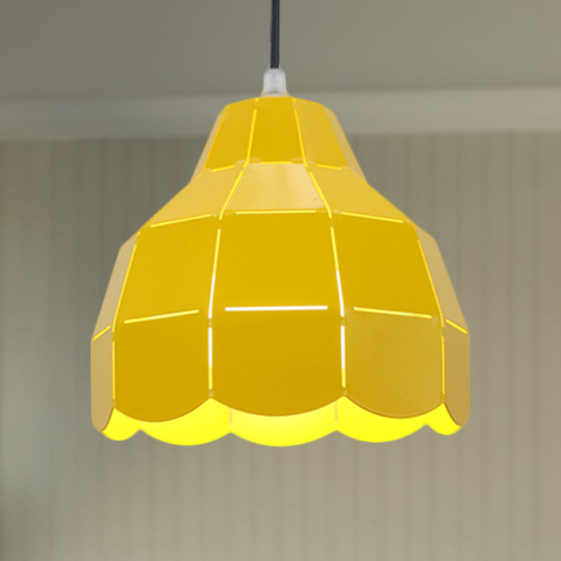 Black/Gray/White/Yellow/Blue Folded Pendant Light Modern Nordic Metal 1 Light Dining Room Hanging Lamp Clearhalo 'Ceiling Lights' 'Modern Pendants' 'Modern' 'Pendant Lights' 'Pendants' Lighting' 1416145