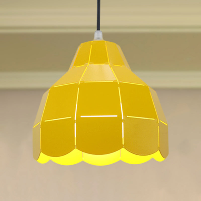 Black/Gray/White/Yellow/Blue Folded Pendant Light Modern Nordic Metal 1 Light Dining Room Hanging Lamp Clearhalo 'Ceiling Lights' 'Modern Pendants' 'Modern' 'Pendant Lights' 'Pendants' Lighting' 1416146