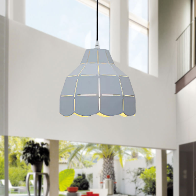 Black/Gray/White/Yellow/Blue Folded Pendant Light Modern Nordic Metal 1 Light Dining Room Hanging Lamp Clearhalo 'Ceiling Lights' 'Modern Pendants' 'Modern' 'Pendant Lights' 'Pendants' Lighting' 1416147