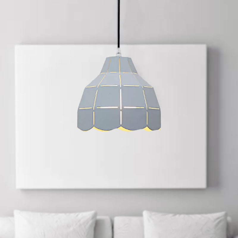 Black/Gray/White/Yellow/Blue Folded Pendant Light Modern Nordic Metal 1 Light Dining Room Hanging Lamp Clearhalo 'Ceiling Lights' 'Modern Pendants' 'Modern' 'Pendant Lights' 'Pendants' Lighting' 1416148