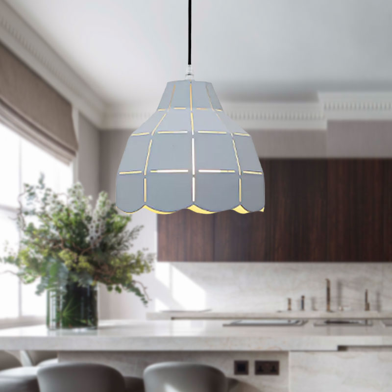 Black/Gray/White/Yellow/Blue Folded Pendant Light Modern Nordic Metal 1 Light Dining Room Hanging Lamp Clearhalo 'Ceiling Lights' 'Modern Pendants' 'Modern' 'Pendant Lights' 'Pendants' Lighting' 1416149