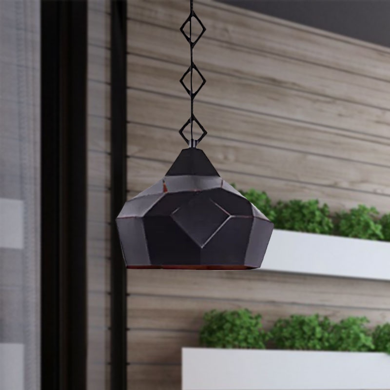 1 Light Teardrop Hanging Light with Metal Chain Wrought Iron Pendant Lamp for Restaurant Clearhalo 'Ceiling Lights' 'Modern Pendants' 'Modern' 'Pendant Lights' 'Pendants' Lighting' 1416152