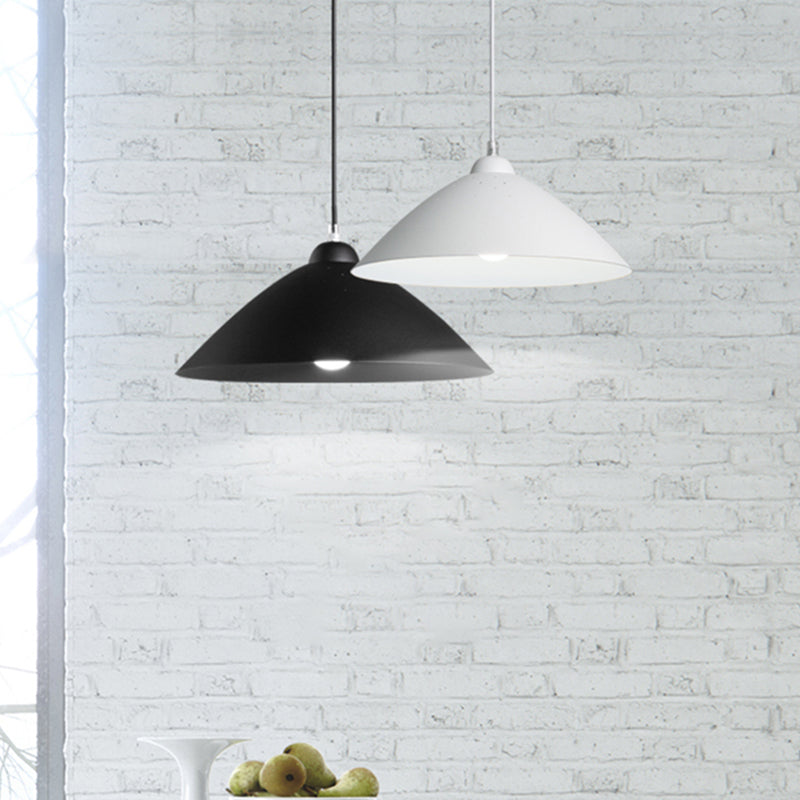 Metallic Conic Pendant Lighting Industrial 1 Light Balcony Hanging Ceiling Light with Scattered Hole Design in Black/White Clearhalo 'Ceiling Lights' 'Modern Pendants' 'Modern' 'Pendant Lights' 'Pendants' Lighting' 1416155