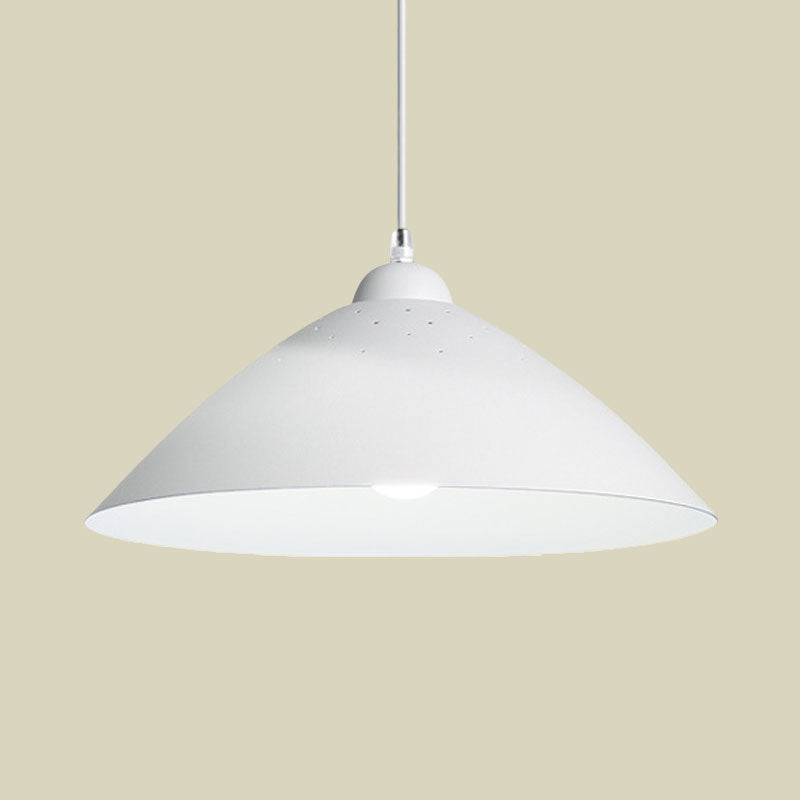 Metallic Conic Pendant Lighting Industrial 1 Light Balcony Hanging Ceiling Light with Scattered Hole Design in Black/White Clearhalo 'Ceiling Lights' 'Modern Pendants' 'Modern' 'Pendant Lights' 'Pendants' Lighting' 1416162