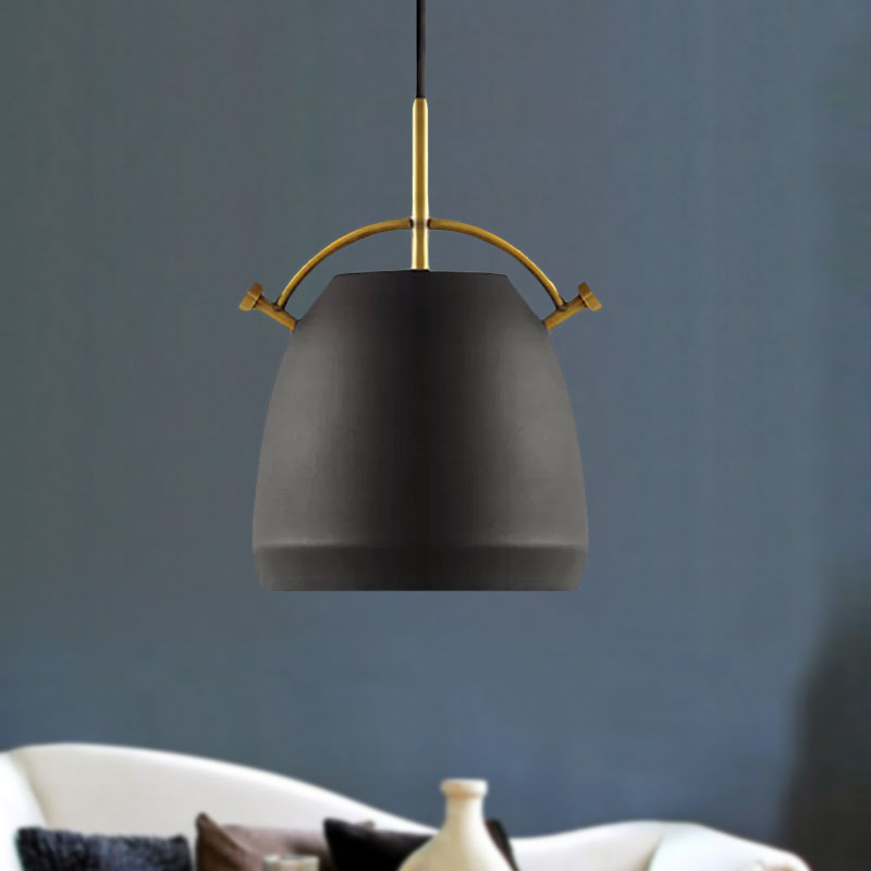 10"/11"/13" Width Retro Stylish Dome Shade Hanging Ceiling Light 1 Bulb Metal Pendant Lamp in Black/White over Table Clearhalo 'Ceiling Lights' 'Modern Pendants' 'Modern' 'Pendant Lights' 'Pendants' Lighting' 1416169