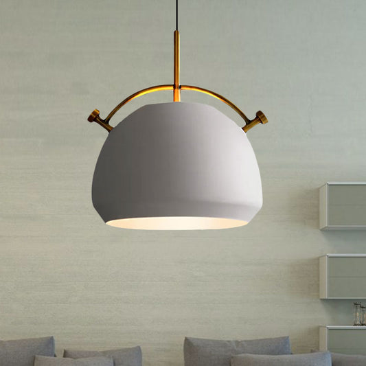 10"/11"/13" Width Retro Stylish Dome Shade Hanging Ceiling Light 1 Bulb Metal Pendant Lamp in Black/White over Table Clearhalo 'Ceiling Lights' 'Modern Pendants' 'Modern' 'Pendant Lights' 'Pendants' Lighting' 1416170