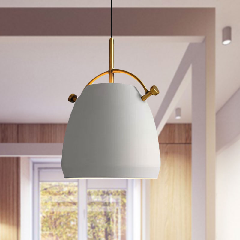 10"/11"/13" Width Retro Stylish Dome Shade Hanging Ceiling Light 1 Bulb Metal Pendant Lamp in Black/White over Table Clearhalo 'Ceiling Lights' 'Modern Pendants' 'Modern' 'Pendant Lights' 'Pendants' Lighting' 1416172