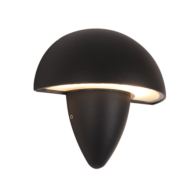 Aluminum Mushroom Design Wall Sconce Modern Style LED Black Wall Mount Lamp for Porch, Warm/White Lighting Clearhalo 'Cast Iron' 'Glass' 'Industrial' 'Modern wall lights' 'Modern' 'Tiffany' 'Traditional wall lights' 'Wall Lamps & Sconces' 'Wall Lights' Lighting' 141621