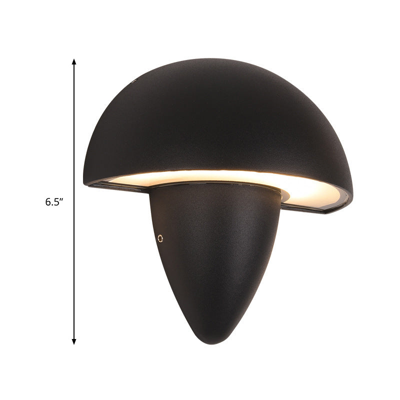 Aluminum Mushroom Design Wall Sconce Modern Style LED Black Wall Mount Lamp for Porch, Warm/White Lighting Clearhalo 'Cast Iron' 'Glass' 'Industrial' 'Modern wall lights' 'Modern' 'Tiffany' 'Traditional wall lights' 'Wall Lamps & Sconces' 'Wall Lights' Lighting' 141622
