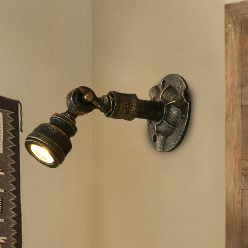 1 Head Water Pipe Wall Light Sconce Vintage Industrial Bronze Metallic Wall Lamp for Corridor Clearhalo 'Art deco wall lights' 'Cast Iron' 'Glass' 'Industrial wall lights' 'Industrial' 'Middle century wall lights' 'Modern' 'Rustic wall lights' 'Tiffany' 'Traditional wall lights' 'Wall Lamps & Sconces' 'Wall Lights' Lighting' 1416236