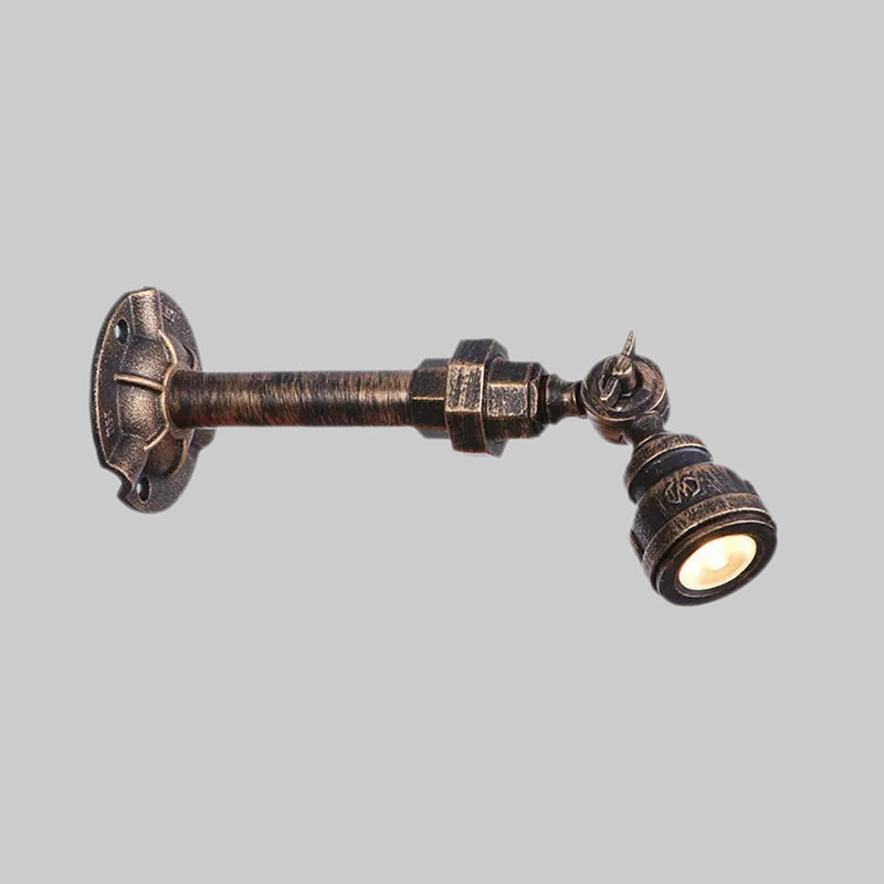 1 Head Water Pipe Wall Light Sconce Vintage Industrial Bronze Metallic Wall Lamp for Corridor Clearhalo 'Art deco wall lights' 'Cast Iron' 'Glass' 'Industrial wall lights' 'Industrial' 'Middle century wall lights' 'Modern' 'Rustic wall lights' 'Tiffany' 'Traditional wall lights' 'Wall Lamps & Sconces' 'Wall Lights' Lighting' 1416241