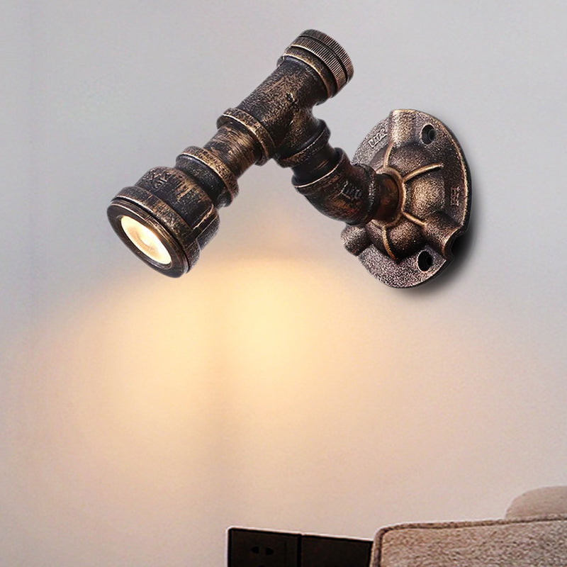 1 Head Water Pipe Wall Light Sconce Vintage Industrial Bronze Metallic Wall Lamp for Corridor Clearhalo 'Art deco wall lights' 'Cast Iron' 'Glass' 'Industrial wall lights' 'Industrial' 'Middle century wall lights' 'Modern' 'Rustic wall lights' 'Tiffany' 'Traditional wall lights' 'Wall Lamps & Sconces' 'Wall Lights' Lighting' 1416244