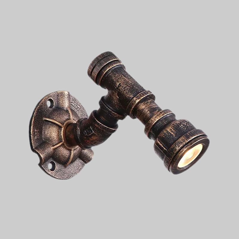 1 Head Water Pipe Wall Light Sconce Vintage Industrial Bronze Metallic Wall Lamp for Corridor Clearhalo 'Art deco wall lights' 'Cast Iron' 'Glass' 'Industrial wall lights' 'Industrial' 'Middle century wall lights' 'Modern' 'Rustic wall lights' 'Tiffany' 'Traditional wall lights' 'Wall Lamps & Sconces' 'Wall Lights' Lighting' 1416245