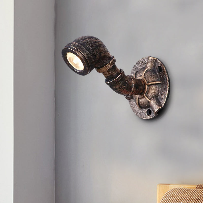 1 Head Water Pipe Wall Light Sconce Vintage Industrial Bronze Metallic Wall Lamp for Corridor Clearhalo 'Art deco wall lights' 'Cast Iron' 'Glass' 'Industrial wall lights' 'Industrial' 'Middle century wall lights' 'Modern' 'Rustic wall lights' 'Tiffany' 'Traditional wall lights' 'Wall Lamps & Sconces' 'Wall Lights' Lighting' 1416246