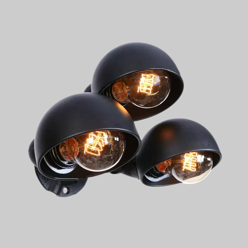 3 Heads Semi Circle Wall Mount Fixture Vintage Style Black Metal Wall Lighting with Pipe Design for Corridor Clearhalo 'Art deco wall lights' 'Cast Iron' 'Glass' 'Industrial wall lights' 'Industrial' 'Middle century wall lights' 'Modern' 'Rustic wall lights' 'Tiffany' 'Traditional wall lights' 'Wall Lamps & Sconces' 'Wall Lights' Lighting' 1416266